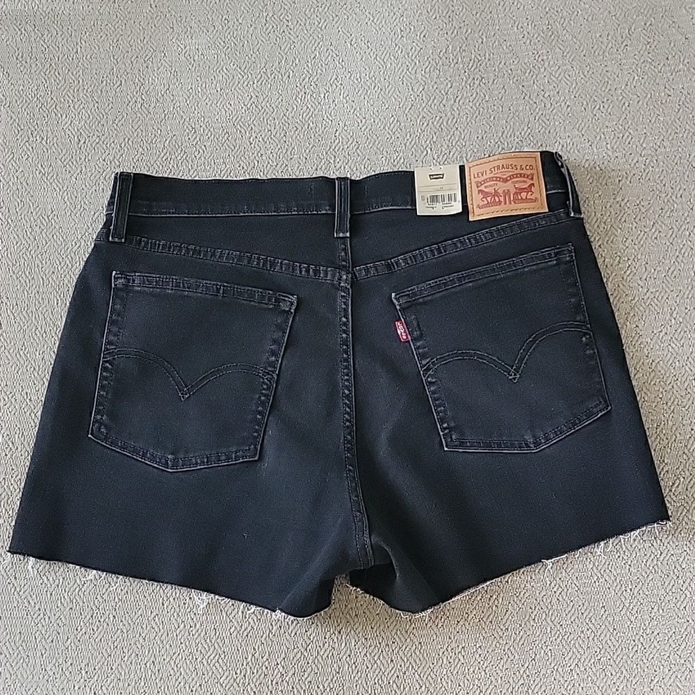 Levi's Black High Rise Hypersoft Cut Off Jean Shorts - Size 14/32